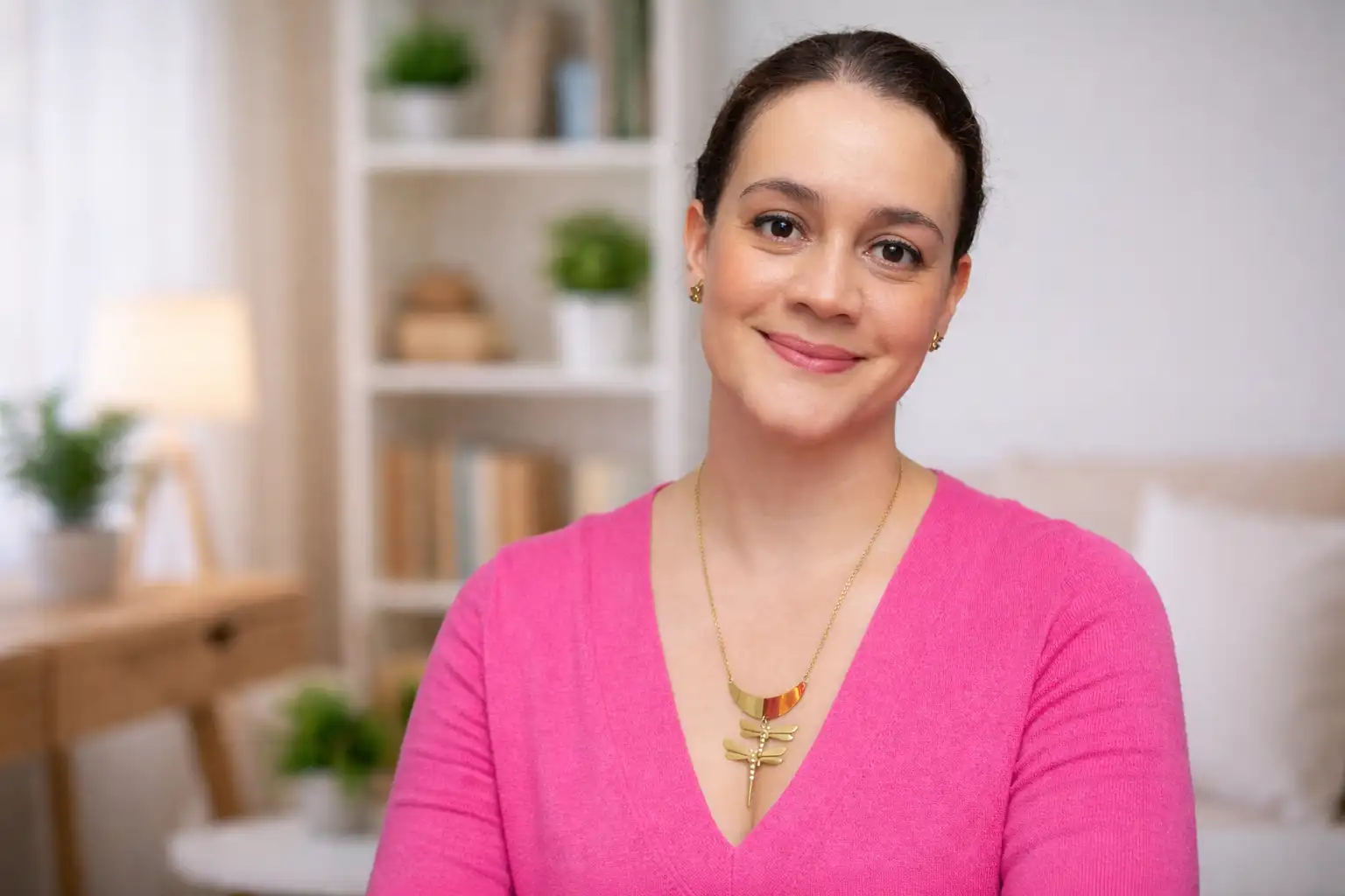 Marcela Brito Avellaneda con blusa fucsia.